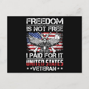 Freedom Isnt Free Veteran - American Eagle Postcard