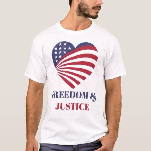 Freedom & Justice American Flag with Heart.  T-Shirt