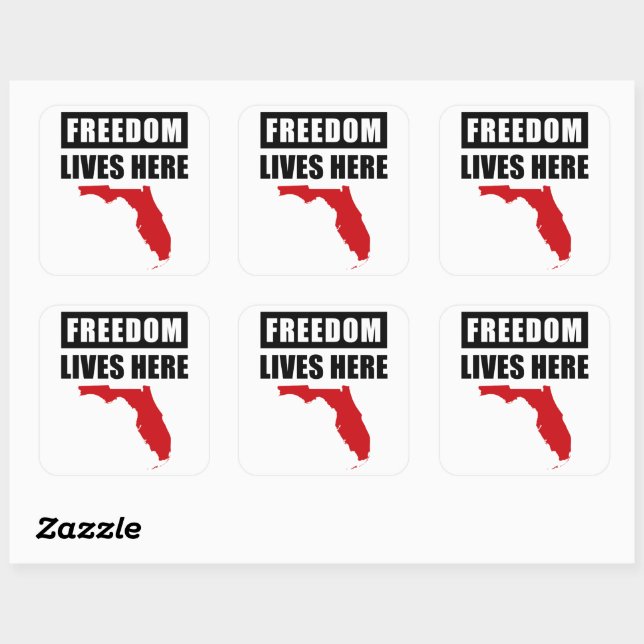 Freedom Lives Here – Conservative Florida USA Square Sticker (Sheet)