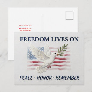 Freedom Lives On Patriotic Memorial Day Postcard