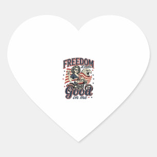 Freedom Looks Good Patriotic Vintage Eagle Heart Sticker