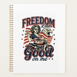 Freedom Looks Good Patriotic Vintage Eagle Planner