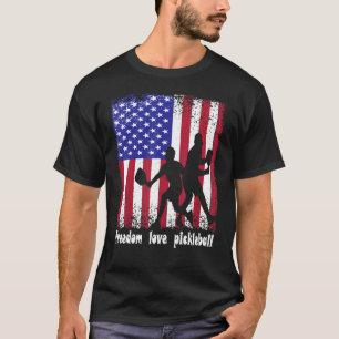 Freedom Love Pickleball 4th Of July American Flag T-Shirt