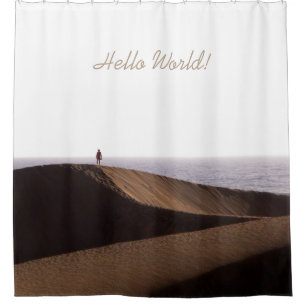 Freedom Man in Desert Ocean Sky any Text Shower Curtain