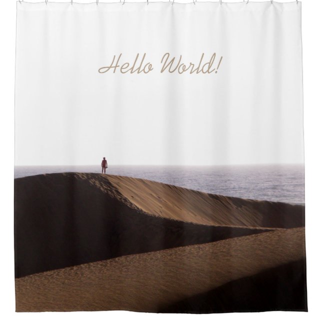 Freedom Man in Desert Ocean Sky any Text Shower Curtain (Front)