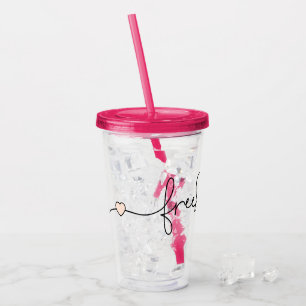 Freedom Minimalist Typography Design Acrylic Tumbler