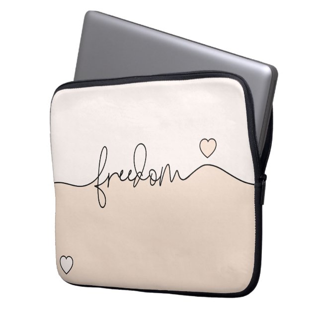 Freedom Minimalist Typography Design Laptop Sleeve (Front Left)