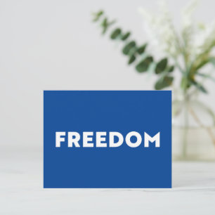 Freedom modern typography minimalist white blue postcard