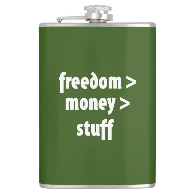 Freedom > Money > Stuff Hip Flask (Front)