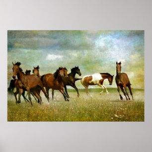 Freedom motivational artworks - Running horses ins Poster