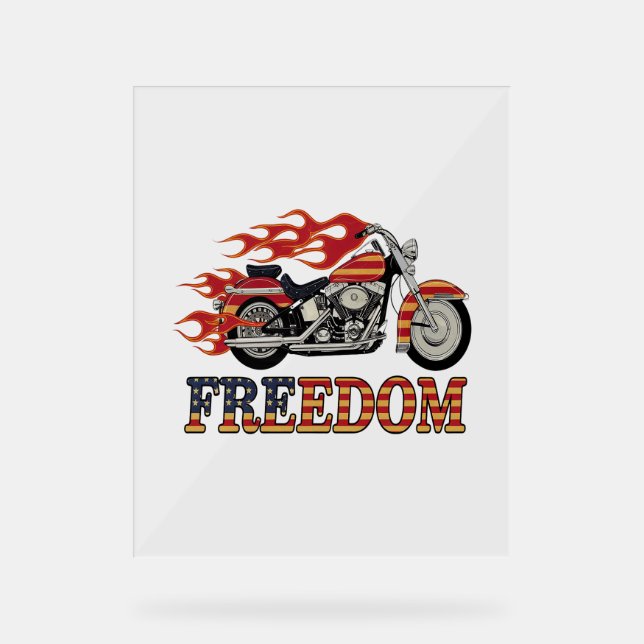Freedom Motorcycle Flames Acrylic Sign (Front)