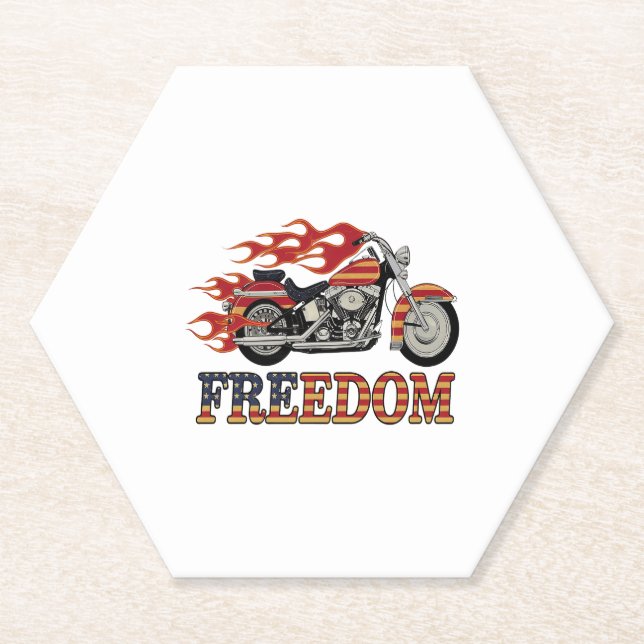 Freedom Motorcycle Flames Paper Coaster (Front)
