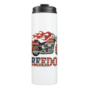 Freedom Motorcycle Flames Thermal Tumbler