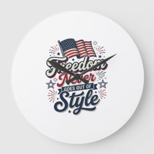 Freedom Never Goes Out Of Style Patriotic Shirt De Large Clock