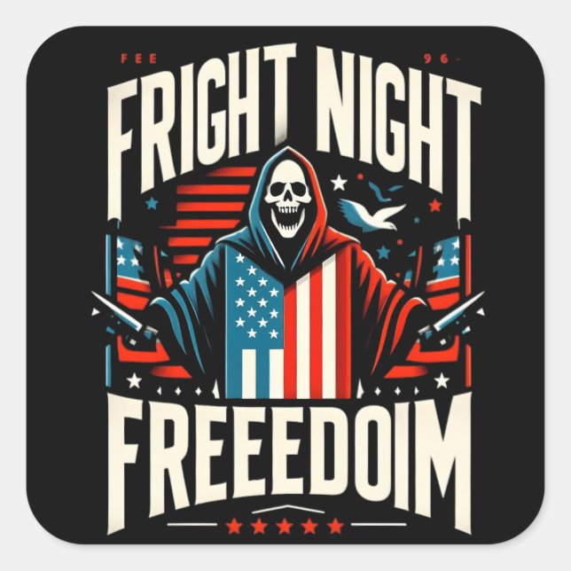 Freedom Night Horror: Modern American Design Square Sticker (Front)