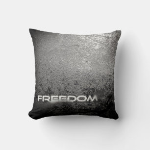 Freedom on dark grey stone or concrete imitation cushion