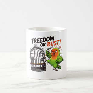 Freedom or Bust Funny Angry Bird Parrot Design Coffee Mug