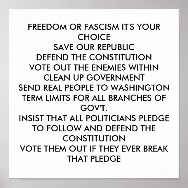 FREEDOM OR FASCISM IT'S YOUR CHOICE SAVE OUR RE... POSTER (Front)