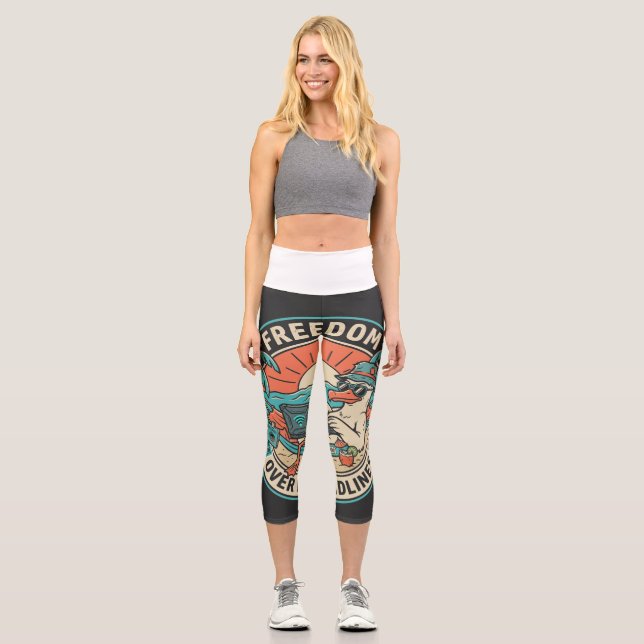 Freedom Over Deadlines Tee Capri Leggings (Front)