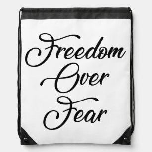 Freedom Over Fear Drawstring Bag