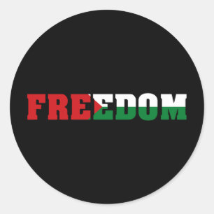 Freedom   Palestine Flag Colours   Free Gaza Classic Round Sticker