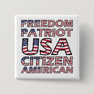Freedom Patriot Flag Text 15 Cm Square Badge