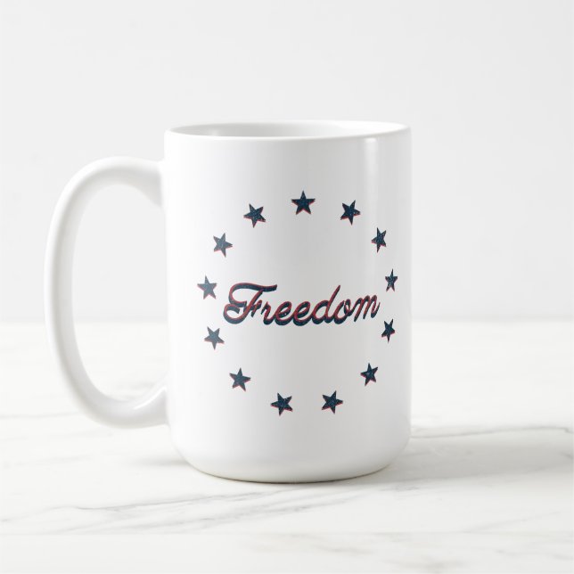 Freedom Patriotic America 250 Stars Design Coffee Mug (Left)