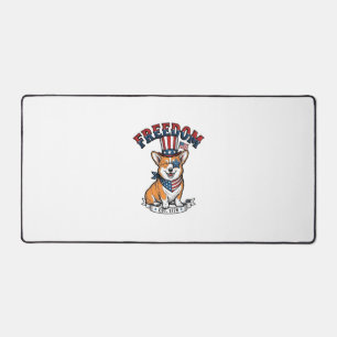 Freedom Patriotic Corgi Vintage Engraving T-Shirt_ Desk Mat