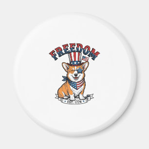Freedom Patriotic Corgi Vintage Engraving T-Shirt_ Magnet