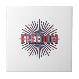 Freedom Patriotic Firework Vector Shirt Design_1 Ceramic Tile