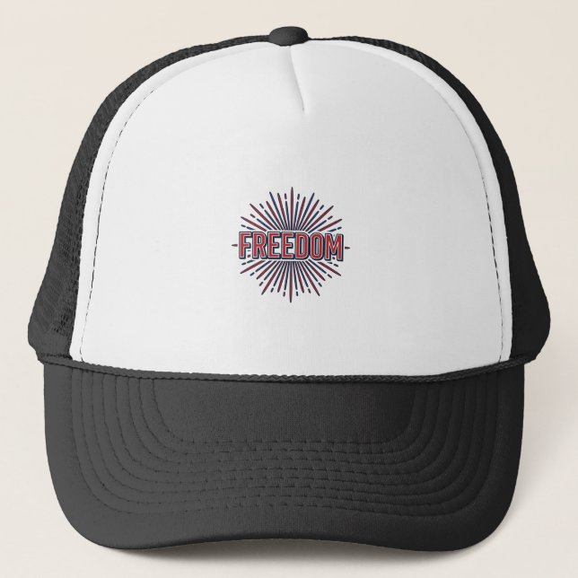 Freedom Patriotic Firework Vector Shirt Design_1 Trucker Hat (Front)