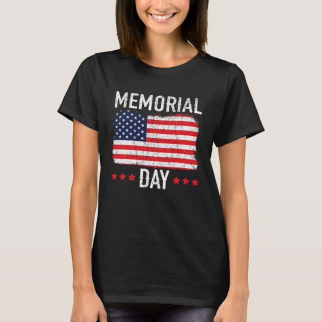 Freedom Patriotic Veteran USA Flag American Memori T-Shirt (Front)