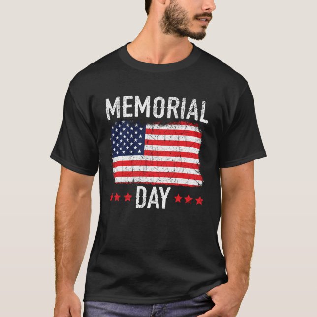 Freedom Patriotic Veteran USA Flag American Memori T-Shirt (Front)