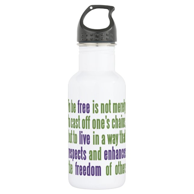Freedom Quote custom monogram water bottle (Front)