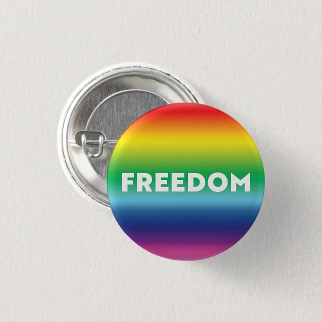 Freedom rainbow gradient pattern modern typography 3 cm round badge (Front & Back)