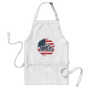Freedom Ride: Retro Motorcycle and American Flag  Standard Apron