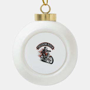FreeDom Rider Biker Ceramic Ball Christmas Ornament