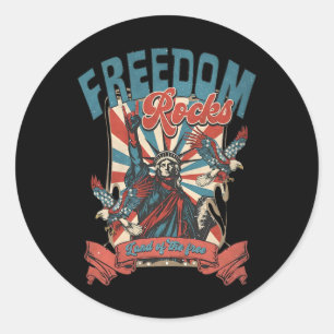 Freedom Rocks July 4th Rock On Patriotic Statue Of Classic Round Sticker