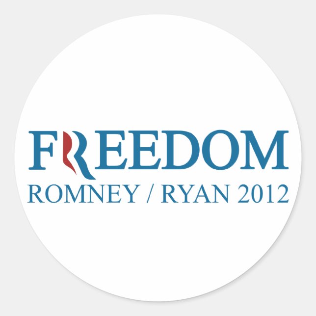 Freedom Romney / Ryan 2012 Classic Round Sticker (Front)