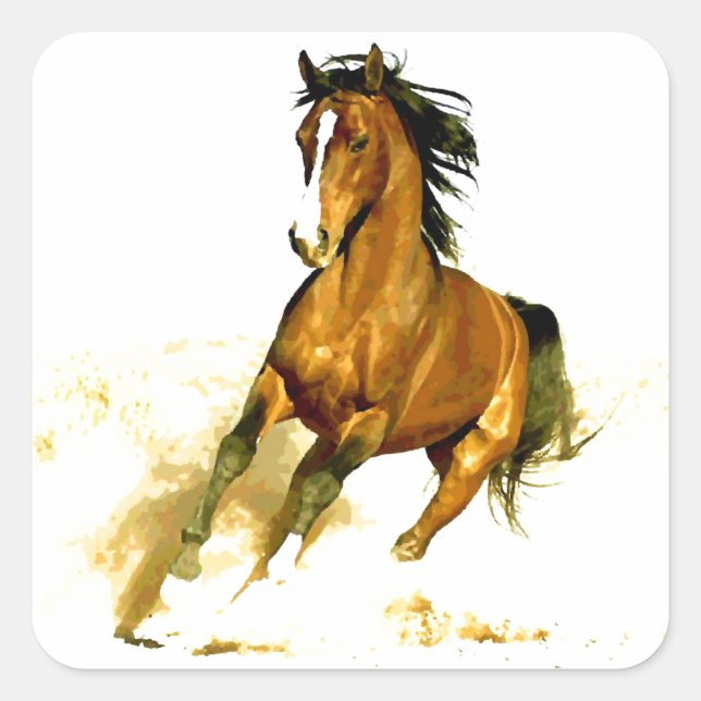 Freedom - Running Horse Square Sticker (Front)