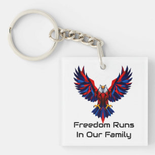 Freedom Runs in Our Family Family Patriotic gift Key Ring
