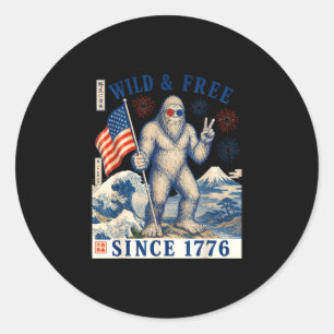 Freedom since 1776 bigfoot patriotic sasquatch for classic round sticker