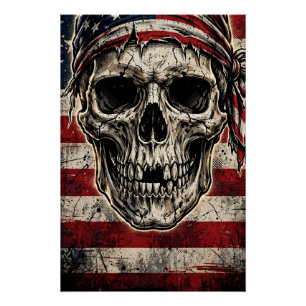 Freedom Skull — American Flag Poster