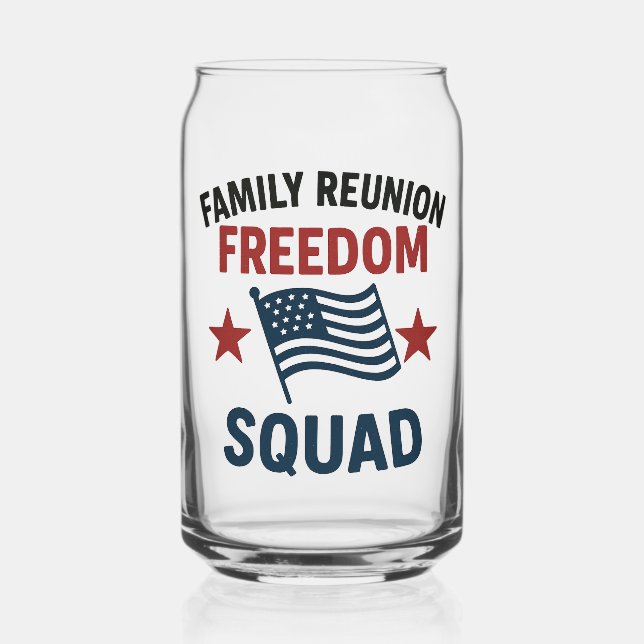 Freedom Squad Family Reunion Shirt – USA Patriotic Can Glass (Back)