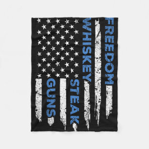 Freedom steak & guns american flag patriotic fleece blanket