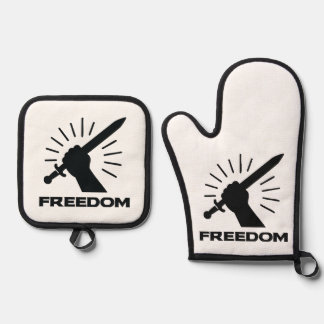 freedom sword graphic oven mitt & pot holder set
