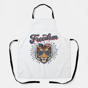 Freedom Tiger Patriotic Vintage Engraving Shirt_1 Apron