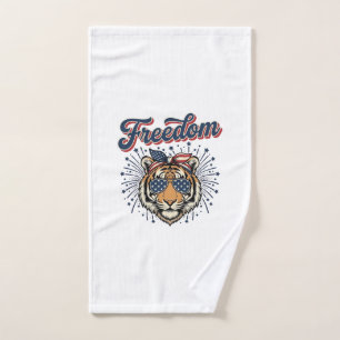 Freedom Tiger Patriotic Vintage Engraving Shirt_1 Hand Towel