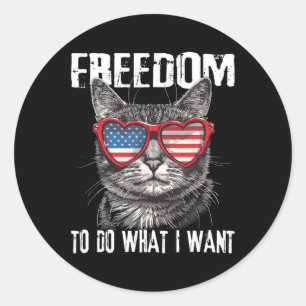 Freedom To Do What I Want 4th Of July Cat Patrioti Classic Round Sticker