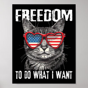 Freedom To Do What I Want 4th Of July Cat Patrioti Poster